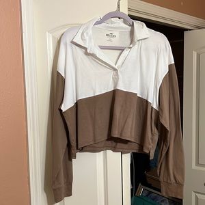 Cropped Long sleeve Henley Tee